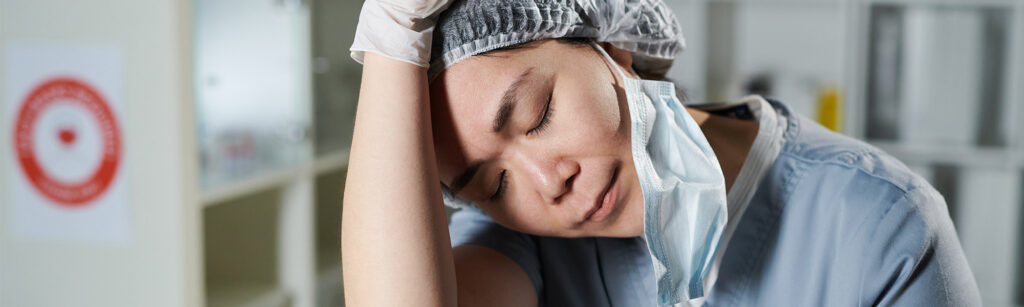 Exhausted medical professional