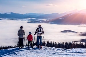 family of skiers