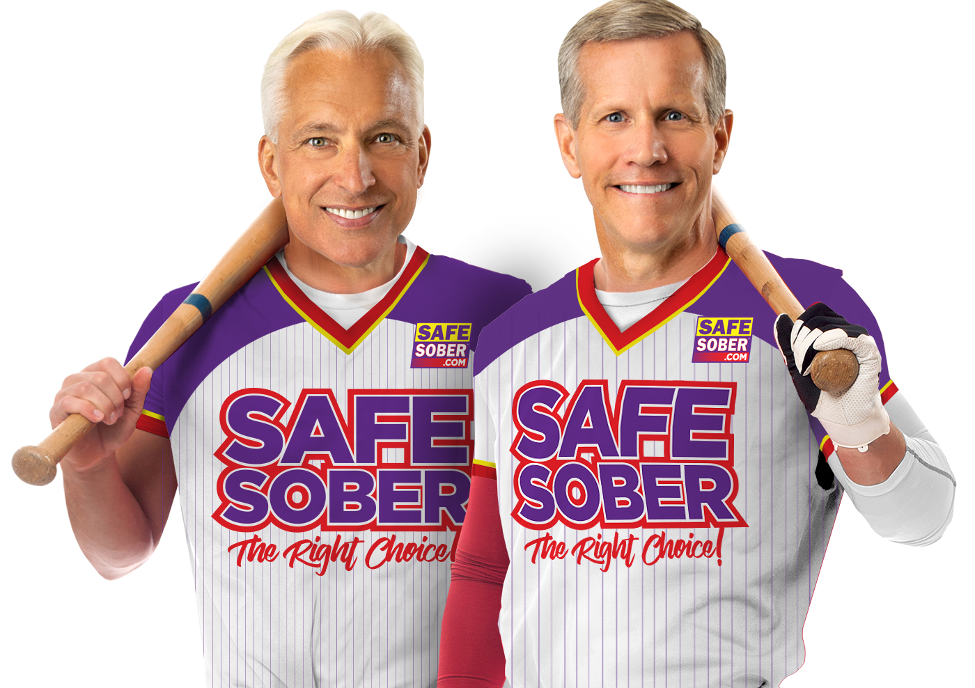 Griff and David in Safe Sober baseball uniforms